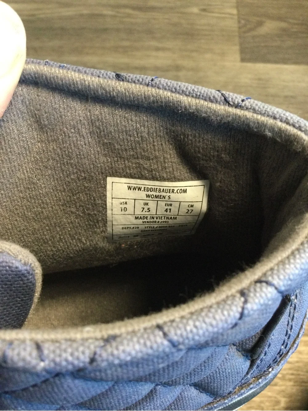 Eddie Bauer Navy and Gray Quilted Waterproof Duck Boots